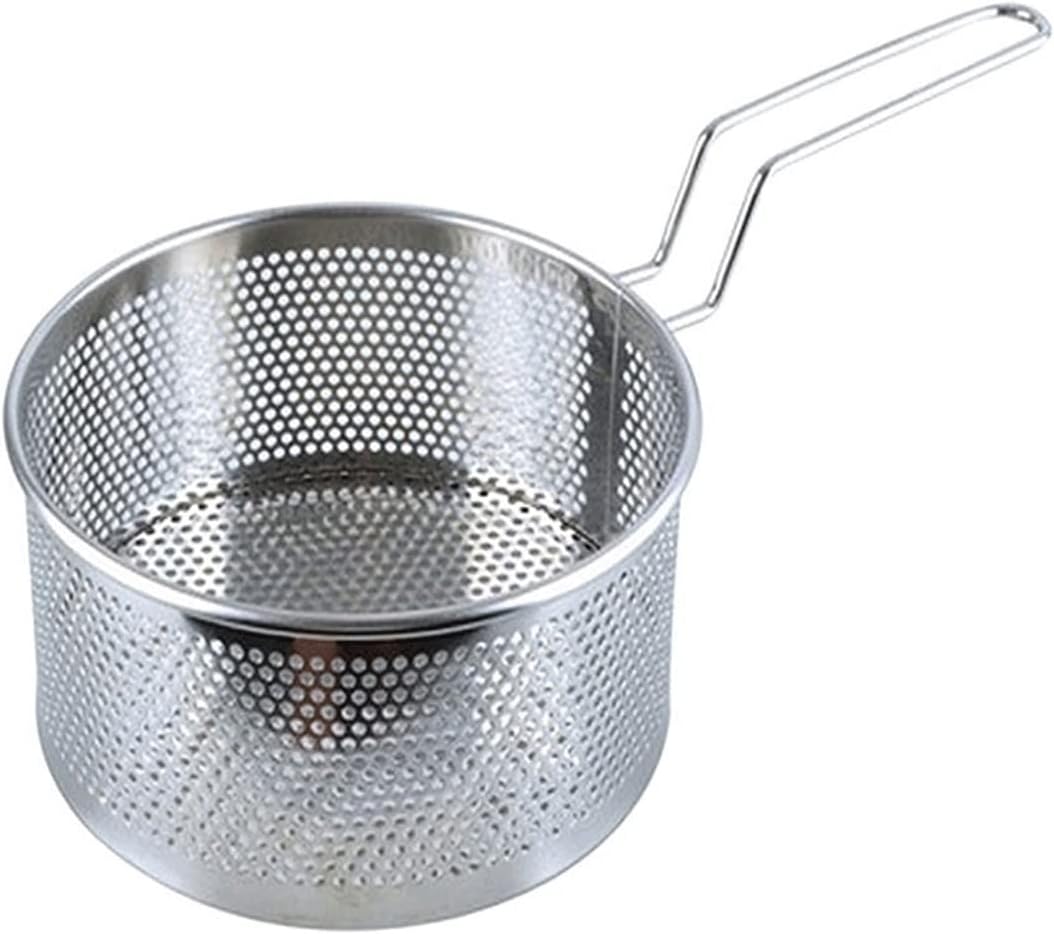 Stainless Steel Frying Basket - Chip Serving & Food Strainer, Kitchen Colander for Noodles, Dumplings & Fries, Small Mesh Fry Pan Crisper Tool (Size: A-Small)