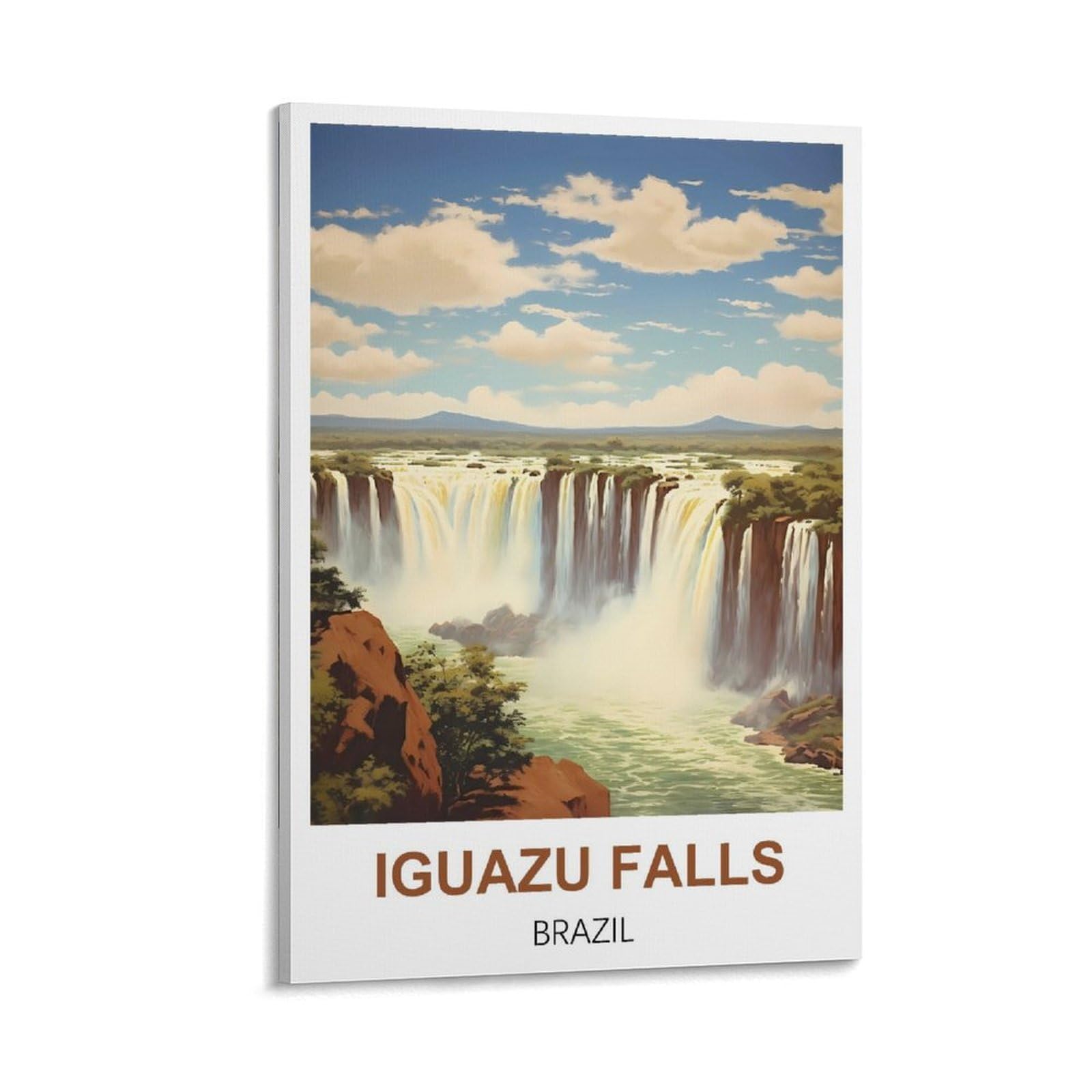 Hsayyiii Frame-Style Iguazu Falls Brazil Vintage Travel Poster 08X12inch(20X30cm) Canvas Art Poster And Wall Art Picture Print Bedroom Decor