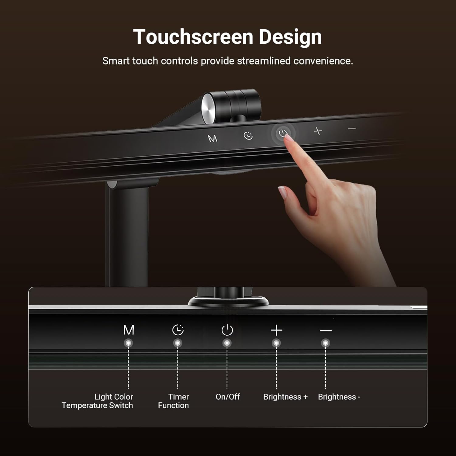 NEEWRE Basics 18'' Lampe de Bureau avec Socle pour Bureau à Domicile,Barre Lumineuse LED 18W à Intensité Variable,Bicolore,Douce,pour l'éclairage d'écran,1340lux à 0,5m,Commande Tactile,CRI 95+,DL03