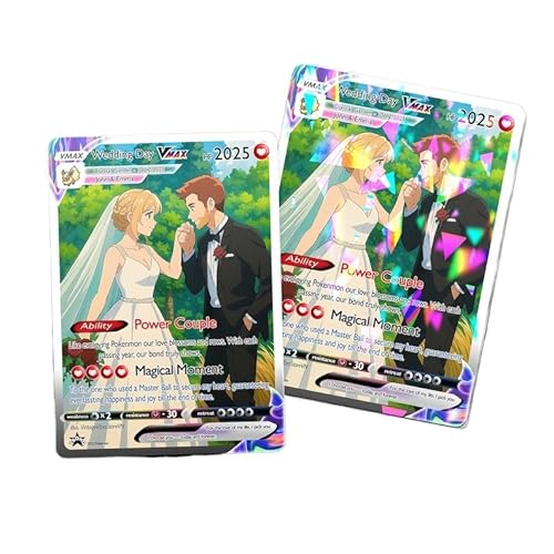 LongGenius Carte d'anniversaire Pokémon personnalisée, carte de mariage avec photo d'anime, cadeau pour lui, carte personnalisée pour couple