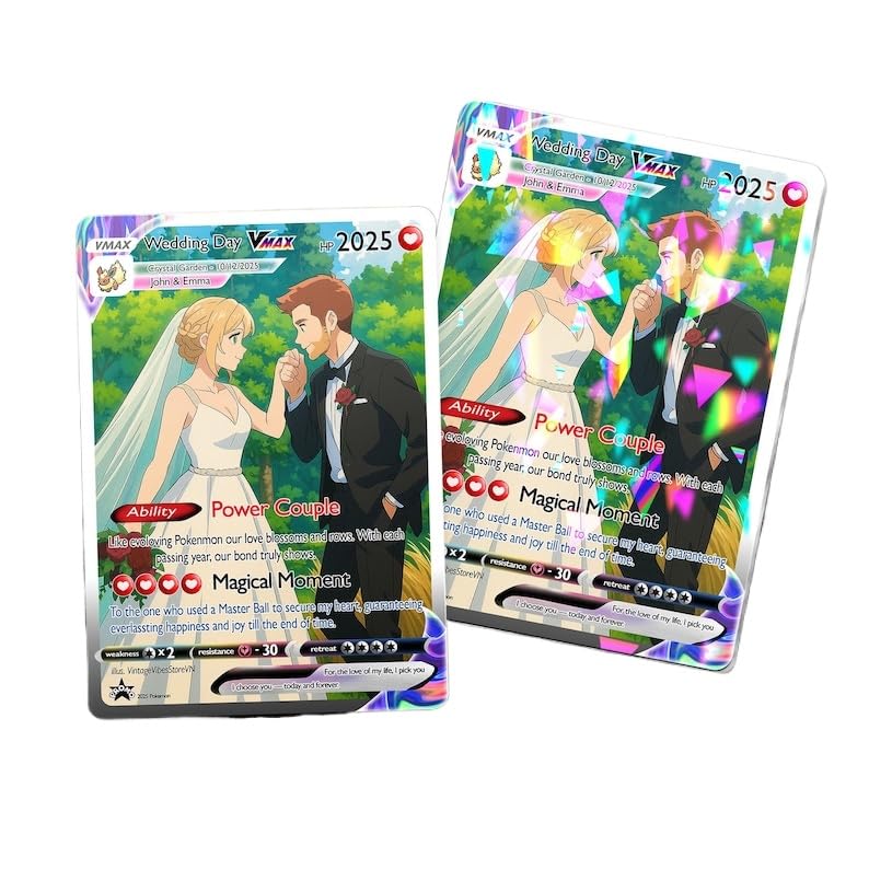 pokemon card personalized couple LongGenius Personalized Pokemon Anime Wedding Card, Custom Photo Gift for  Him, Couple : Amazon.co.uk: Stationery & Office Supplies