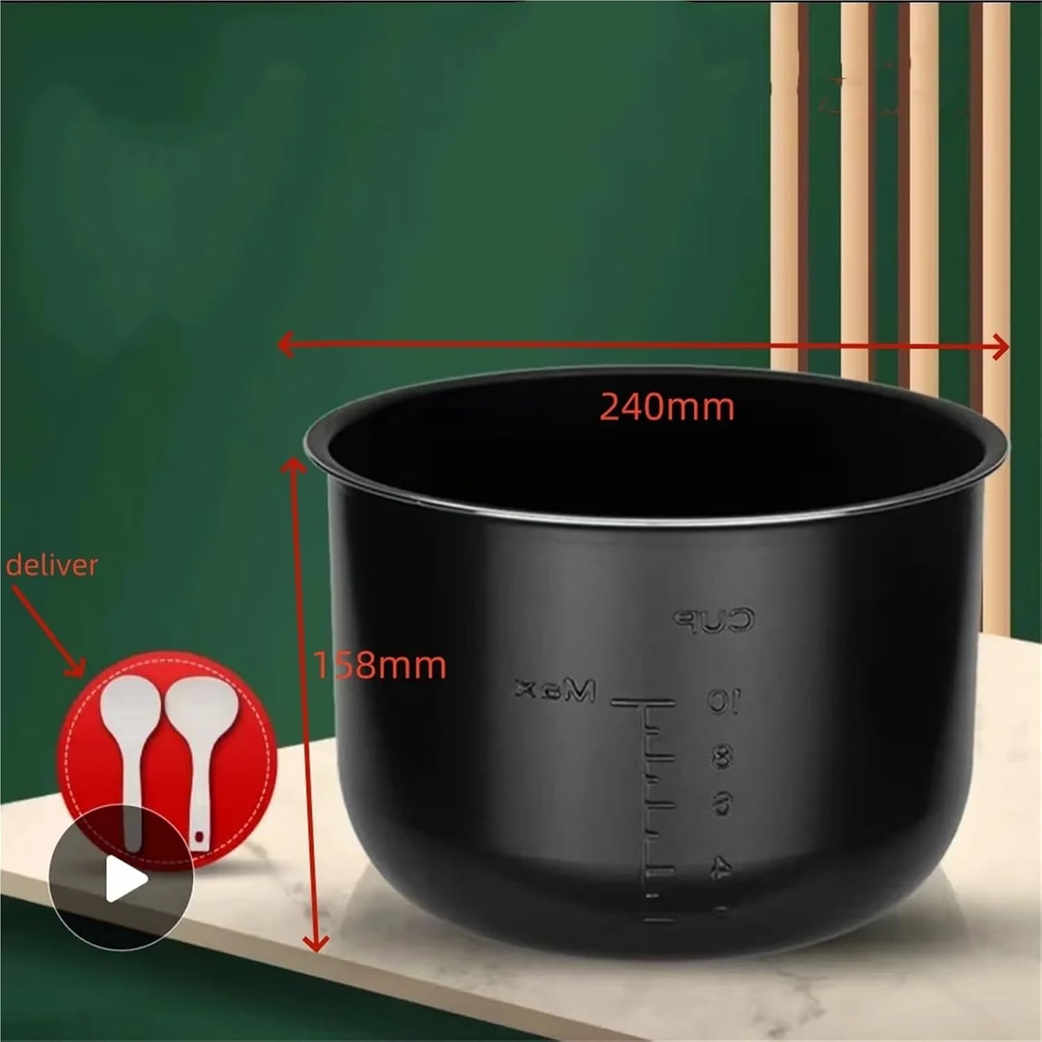Compatible for Moulinex 6L Electric Pressure Cooker Inner Bowl Replacement - Fits EPC04-S1 Inner Pan