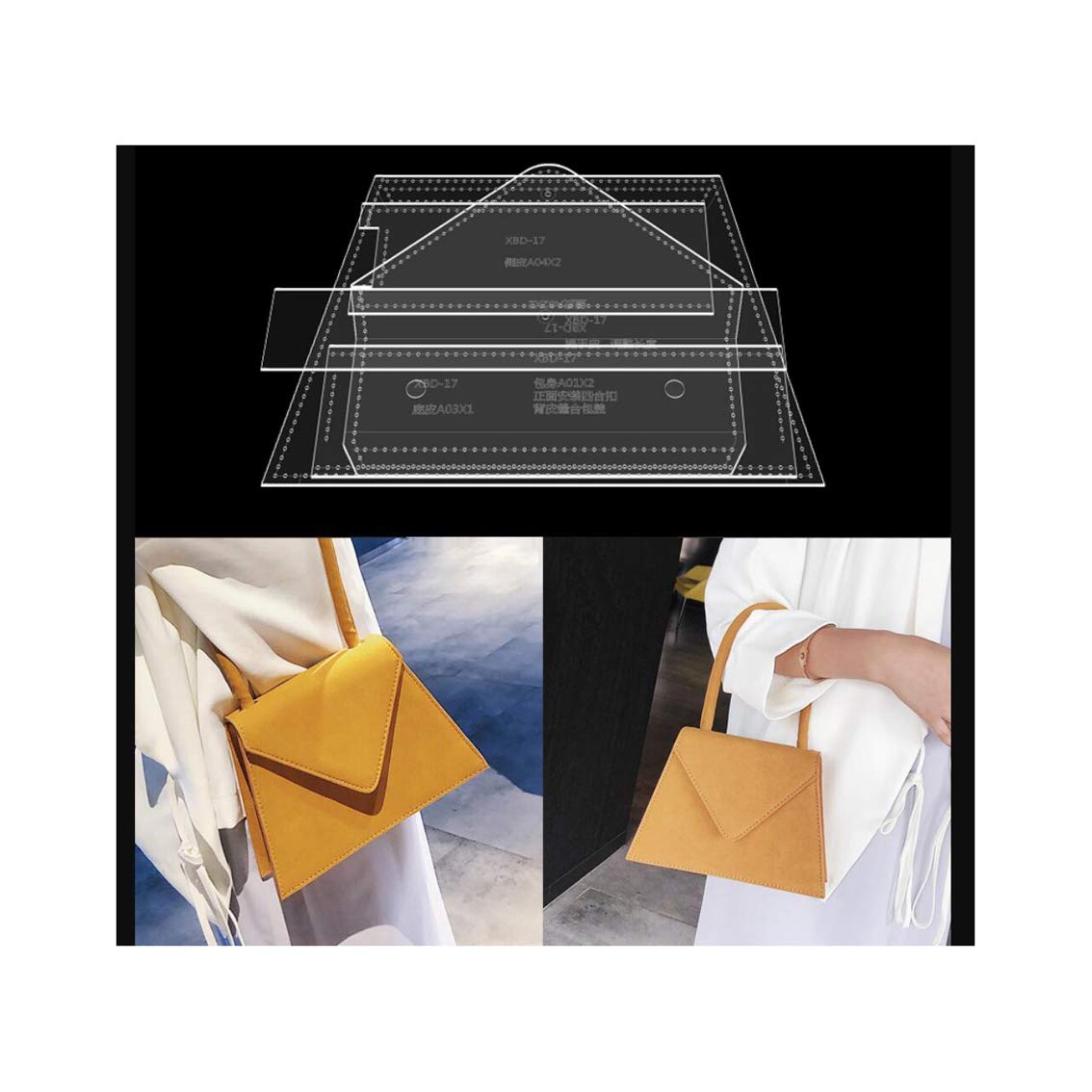 Handbag Sewing Template, Acrylic Leather Pattern Leather