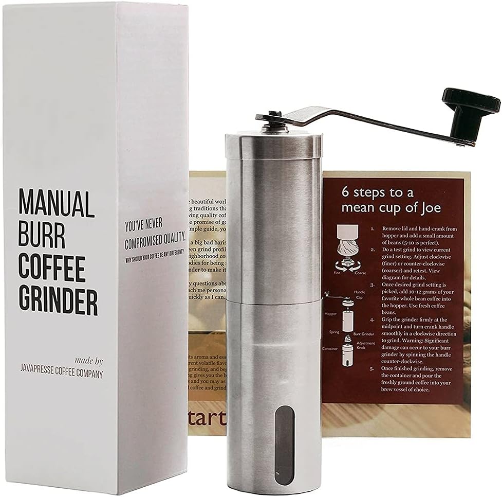 Yinrunx Manual Coffee Grinder - Hand Grinder Coffee Mill, Conical Ceramic Burr Mill for Precision Brewing Stainless Steel for Office, Home, Traveling, Camping
