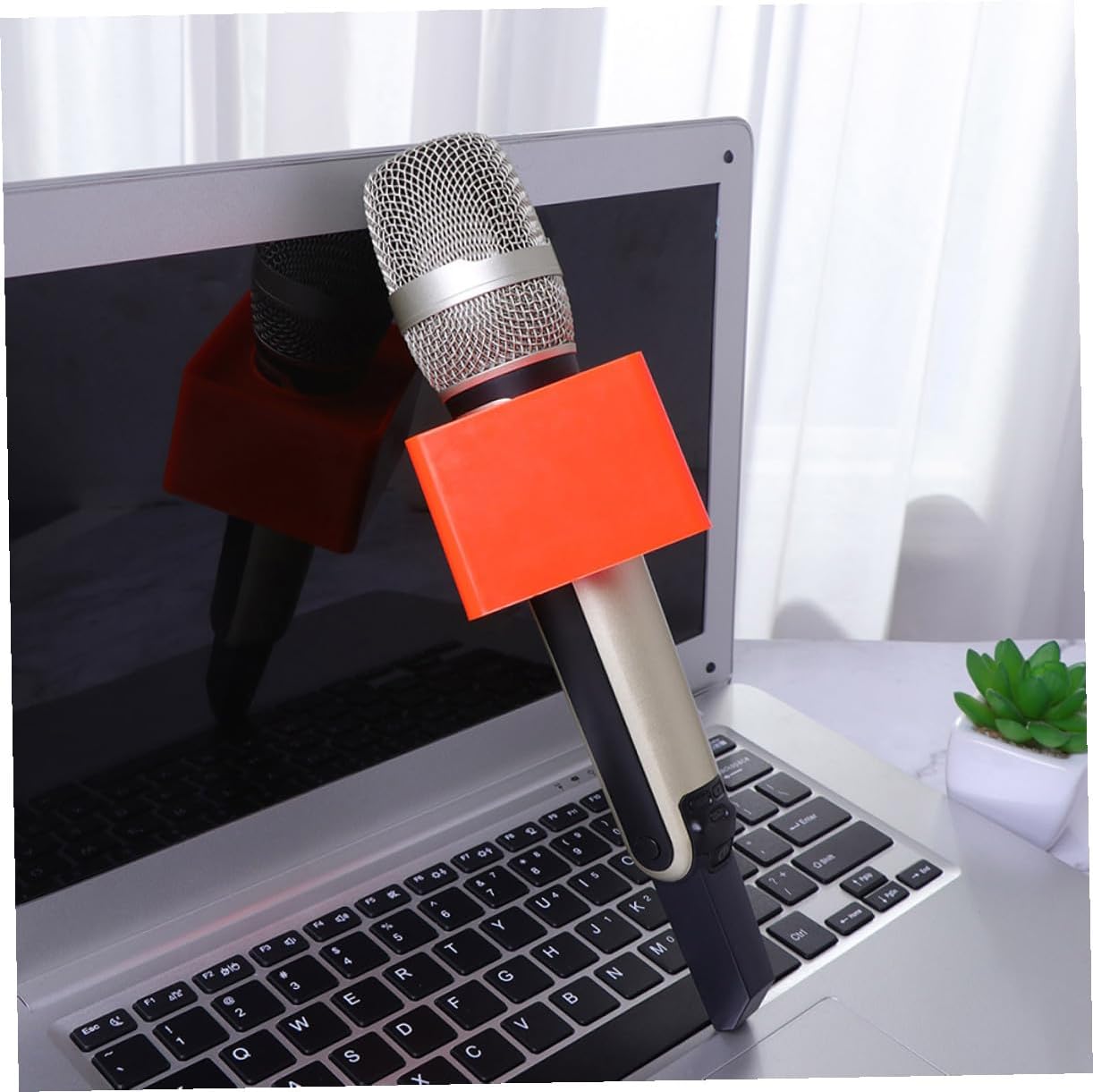 Orange ABS Triangular Mic Logo Flag Set for Microphone 2 Pack image 3
