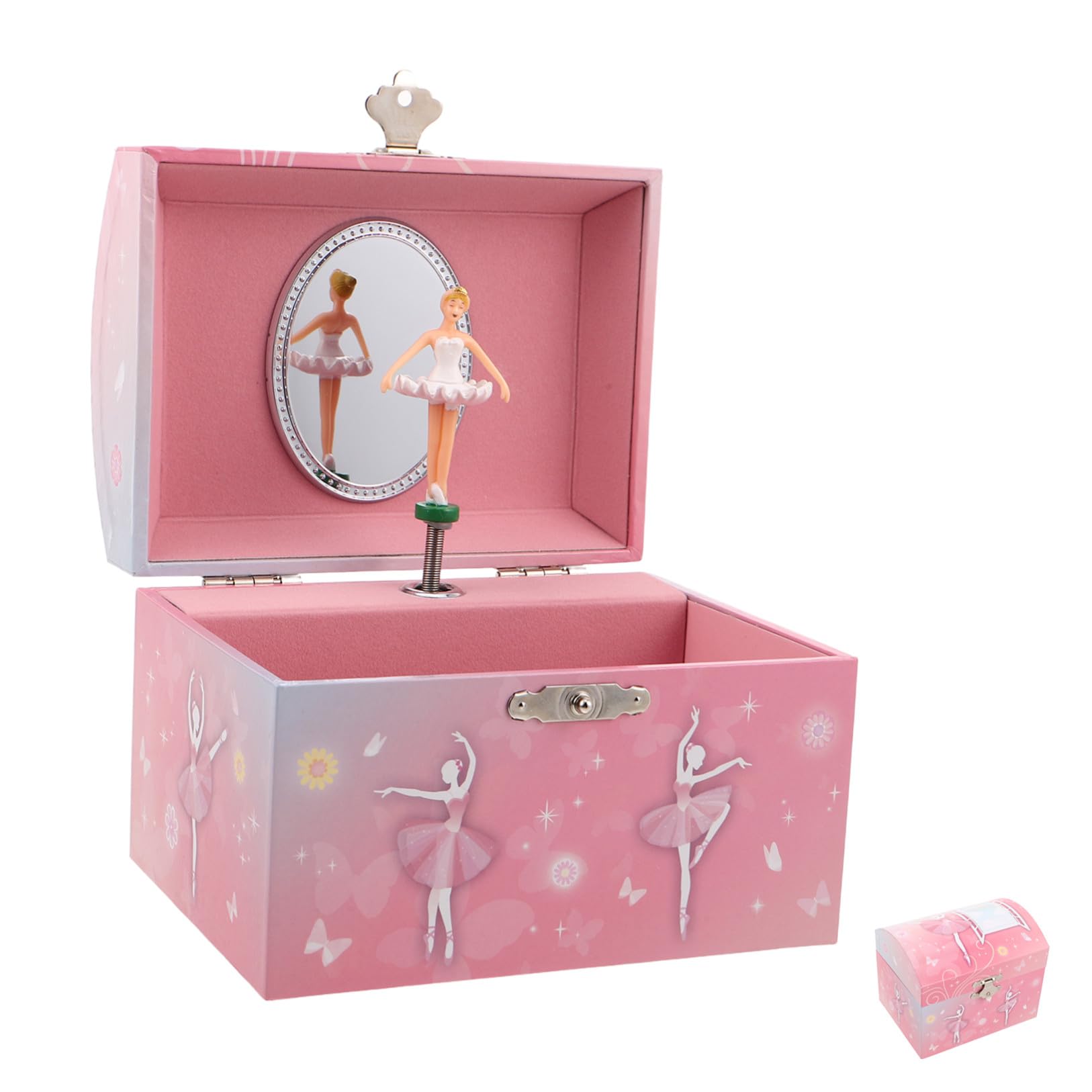 DECHOUS Joyero Musical Infantil con Bailarina Giratoria Caja de Música con Espejo Organizador de Joyas para Niñas Obsequio Navideño y Cumpleaños Caja Música Ballet Segura y Decorativa