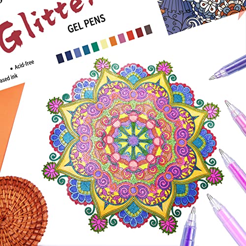 Hujugako Gel Pen Glitter Gel Pens Fine Tip Pens With 150% More Ink For Kids Adults Coloring Books Drawing Doodling Crafts Scrapbooks Bullet Journaling 48 Color #TOP4