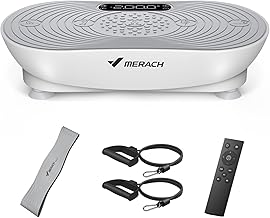 MERACH Vibrating Platform for Training and Body Modelling, with 99 Speed Levels, Built-in Bluetooth Speaker, LED Touch Screen and Elastic Pull Cords.
