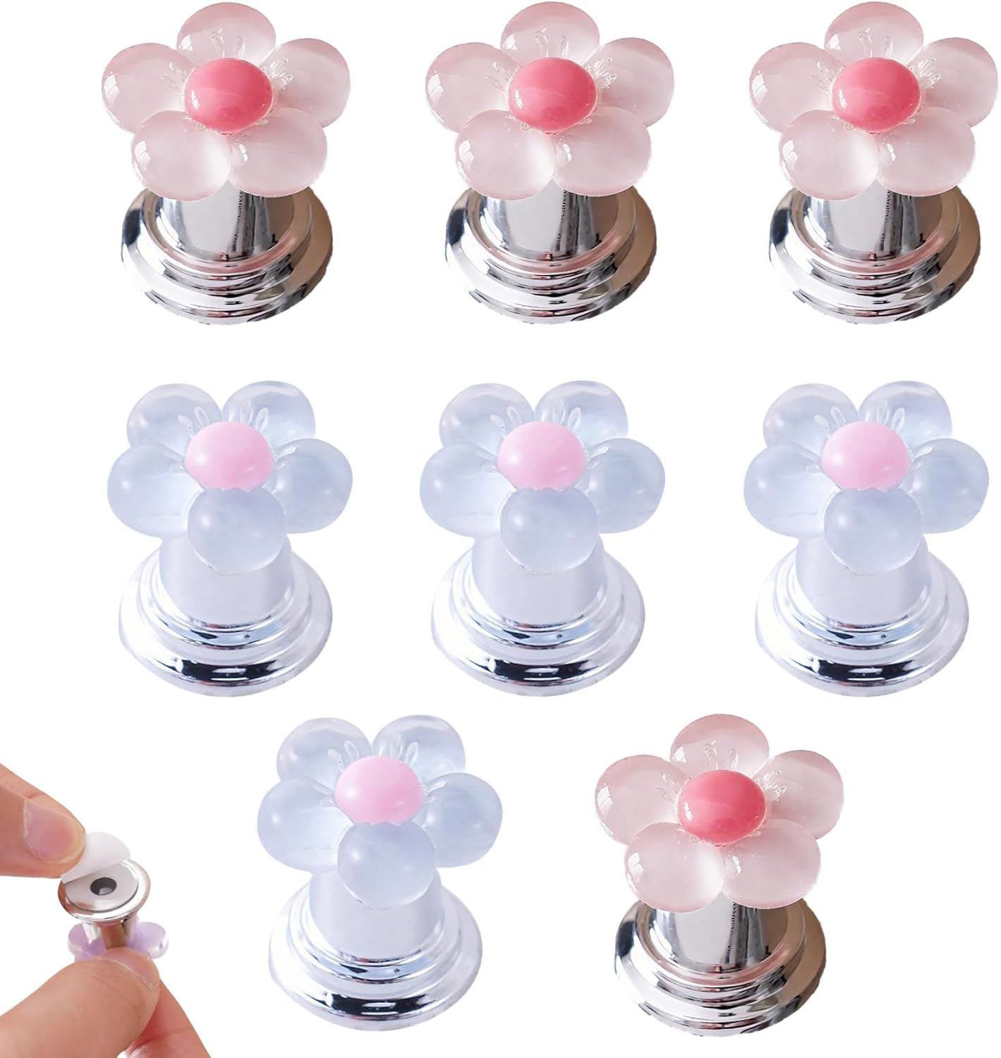 8 Pack Toilet Flush Button Extender Flower Shape Toilet Button Pusher Helper Aids Flush Replacement Pusher for Women Long Nail Art