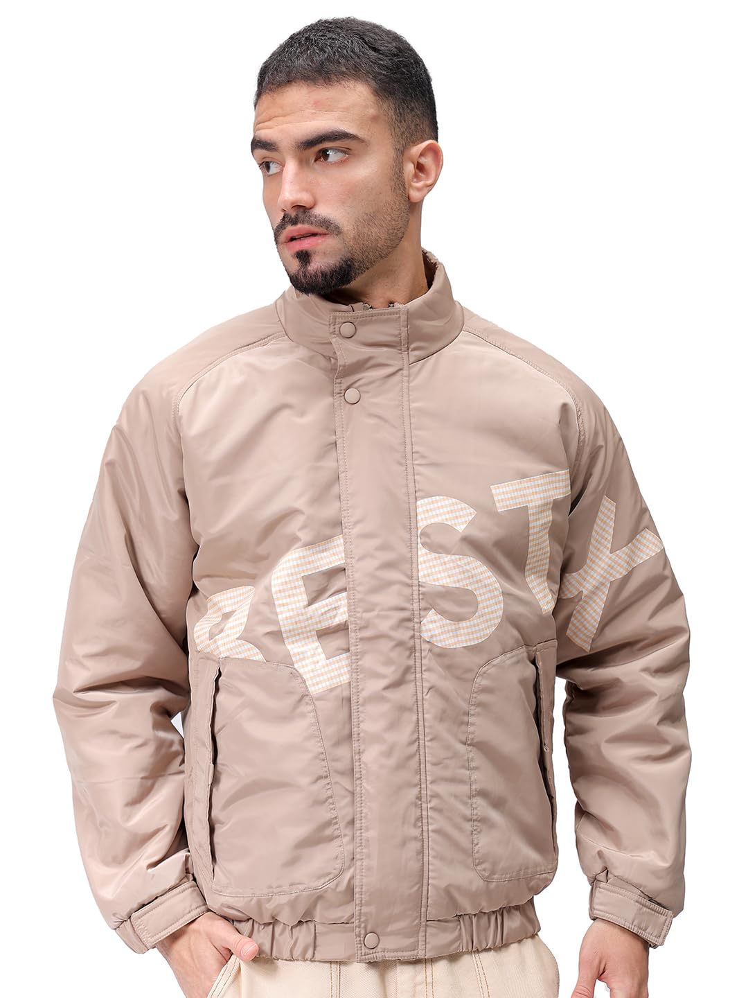 the indian garage co Men Polyester Standard Length Slim Fit Graphic Puffer Jackets-picture-10