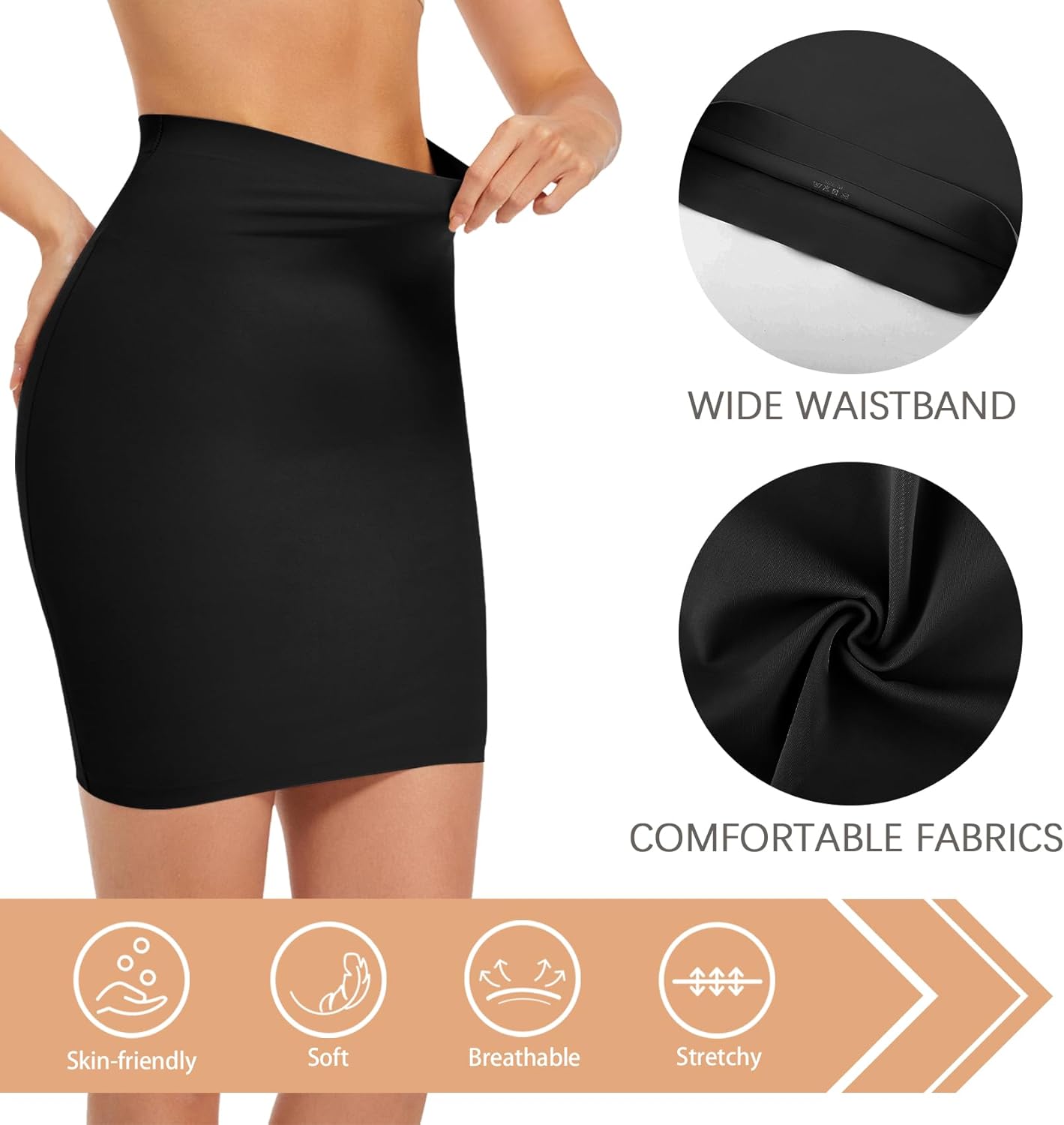 ONEW Shapewear Slips For Under Dress Half Slip Dress Tummy Control Seamless Slip Skirt Body Shaper For Women - Image 4