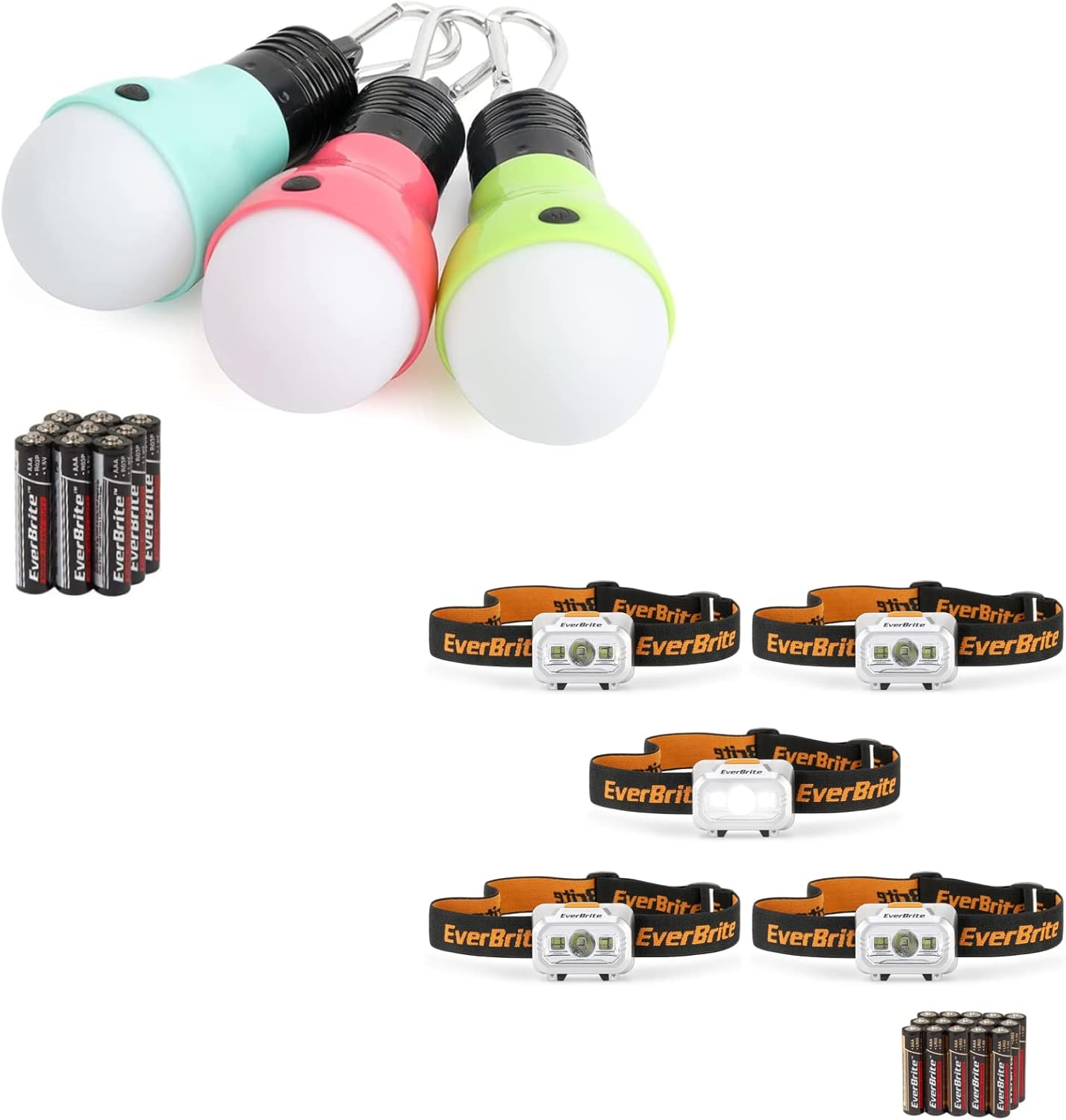 EverBrite 3-Pack Camping Lights and 5-Pack LED Headlamps