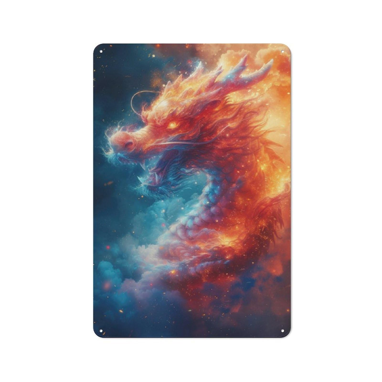 Junmoney Mystical Chinese Dragon 30X20cm Retro Metal Sign With For Café Or Restaurant, For Collectors Decorating Cafés And Restaurants