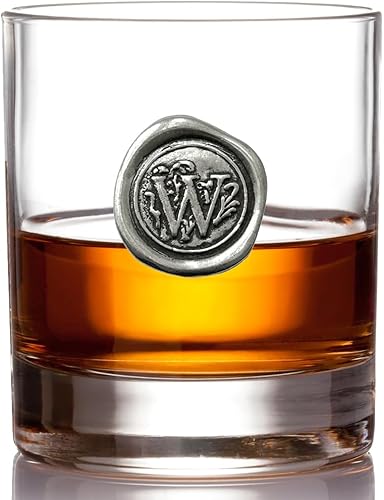 Miniatura 26 de English Pewter Company Vaso de Whisky Old Fashioned Rocks de 11 onzas con Inicial de Monograma - Regalos Únicos para Hombres - Regalos