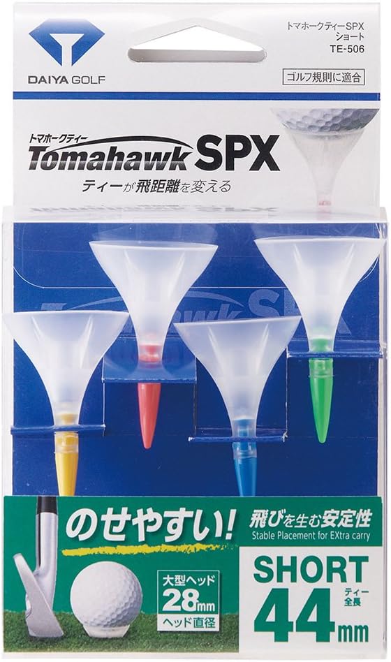 ダイヤゴルフ(DAIYA Golf) ゴルフティー トマホークティーSPX ロング・ショート 大型ヘッドでボールが乗せやすい スムーズにティーアップできる ゴルフ規則適合 日本製 TE-505・TE-506