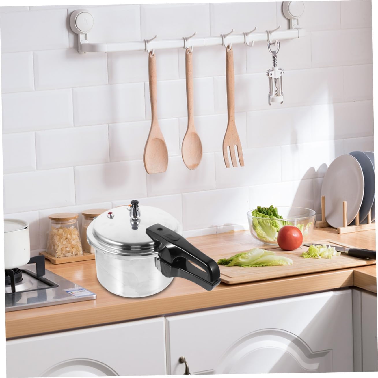 Garneck High Pressure Cooker Aluminum Alloy Kitchen Pot with Polished Composite Bottom Ergonomic Handle Compatible with Gas Stove and Induction Cookers Safe and Easy to Clean for