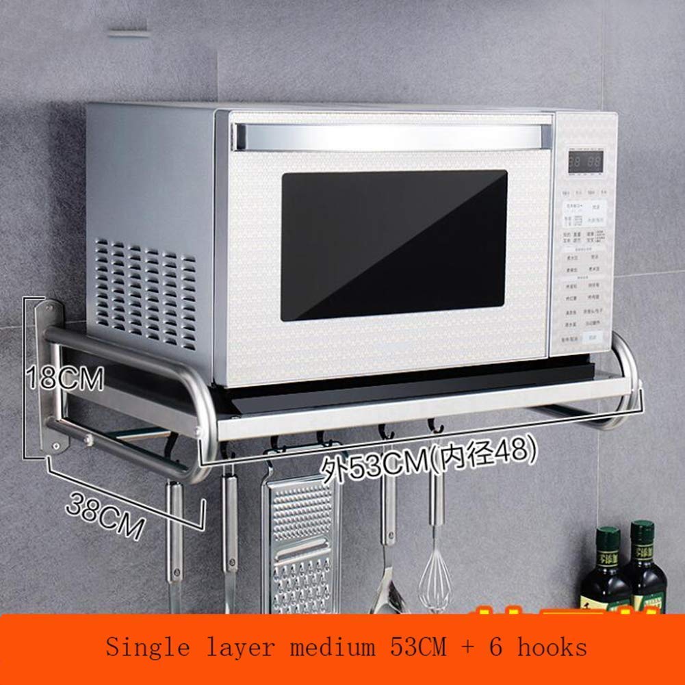 Mensola da cucina in acciaio inox 304, per forno a microonde, con 6 ganci, per condimenti, per uso domestico e ristorante