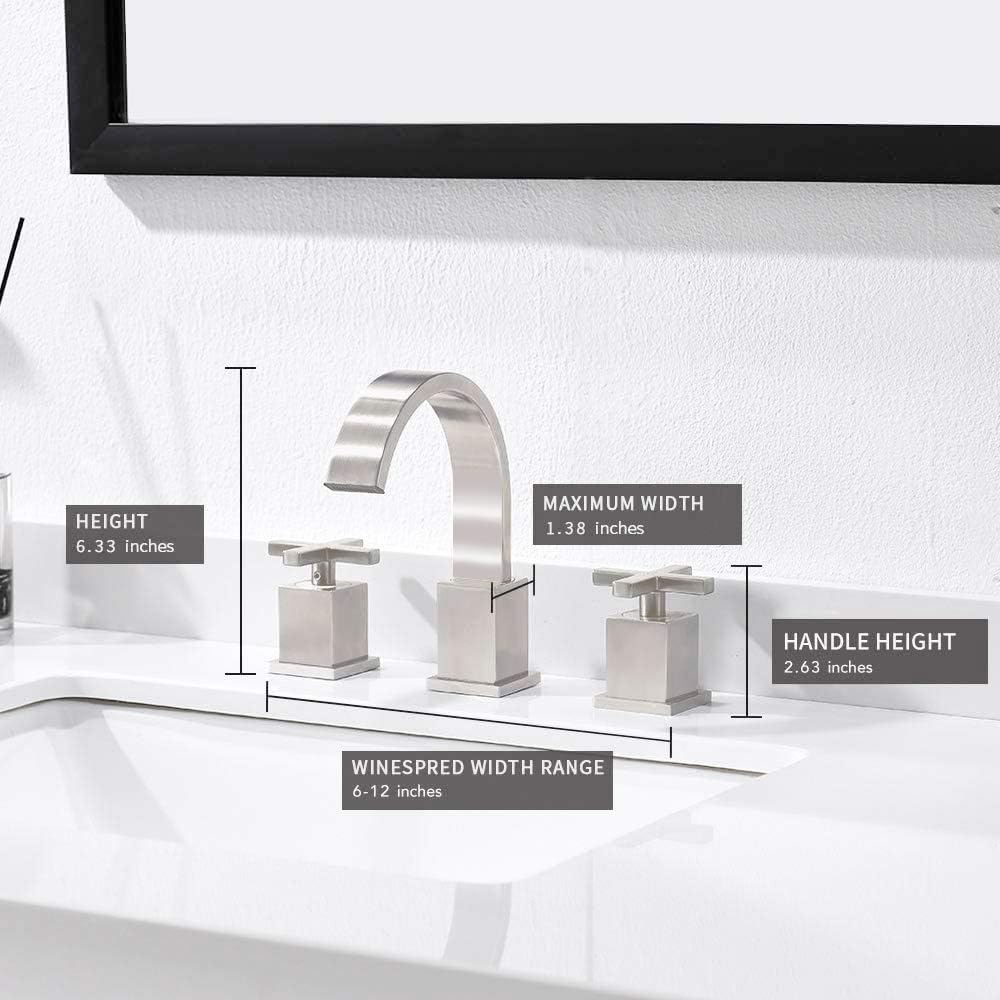 60% Off Discount 8 Inch 2 Handle Brushed Nicekl Waterfall Lead- Free Widespread Bathroom Faucet by Phiestina,Bathroom Sink Faucet Fit for 3 Holes with Metal Pop Up Drain and Water Supply Lines,WF001-10-BN Get Discount Offer 8 Inch 2 Handle Brushed Nicekl Waterfall Lead- Free Widespread Bathroom Faucet by Phiestina,Bathroom Sink Faucet Fit for 3 Holes with Metal Pop Up Drain and Water Supply Lines,WF001-10-BN
