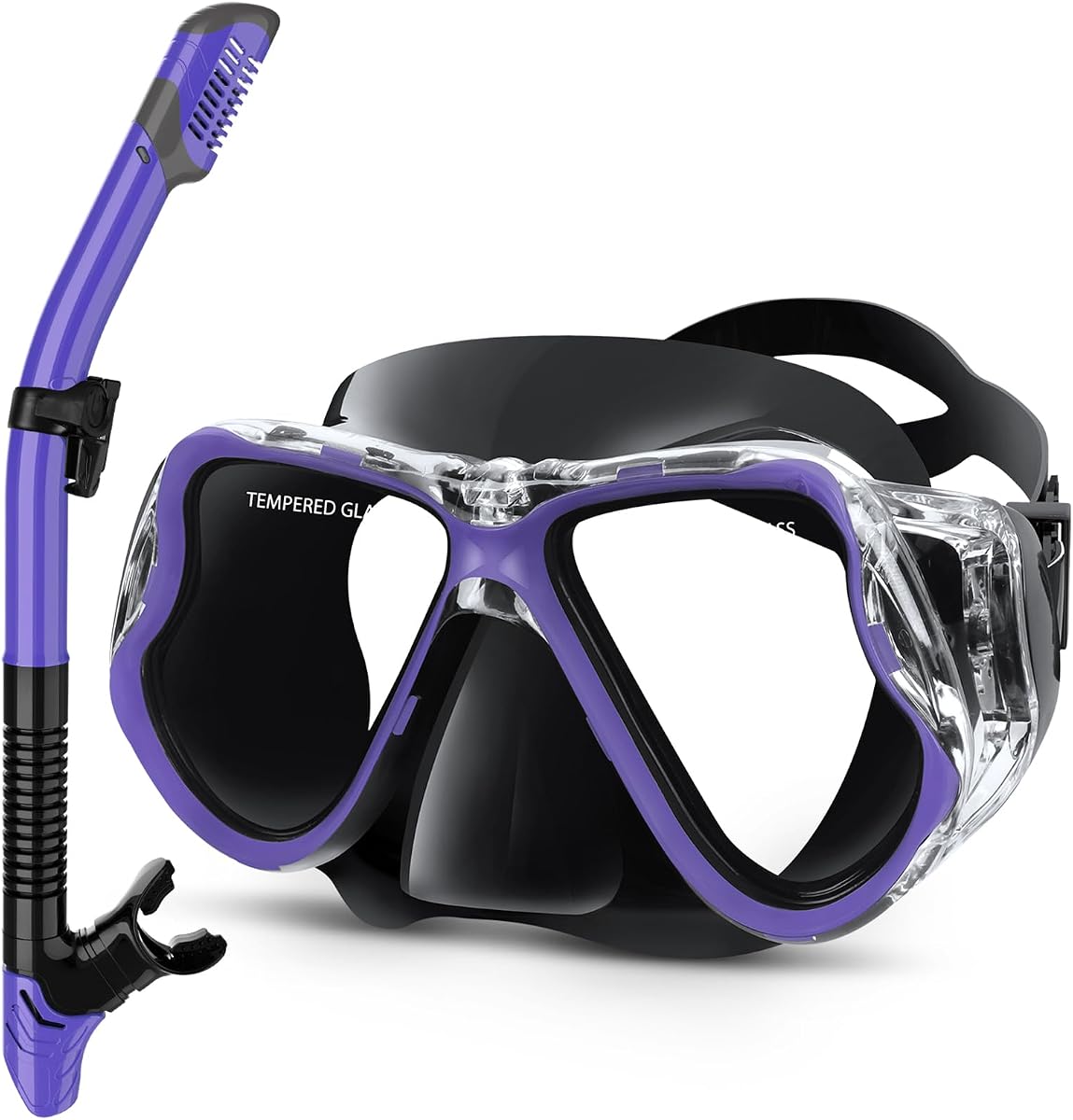 Greatever Equipo de snorkel para adultos y niños, juego de máscara de snorkel seca antivaho | Vista panorámica amplia a prueba de fugas, máscara de buceo para nadar con válvula superior seca y bolsa de malla de viaje, respiración cómoda