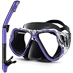 Greatever Dry Snorkel Set,Panoramic Wide View,Anti-Fog Scuba Diving Mask,Professional Snorkeling Gear for Adults