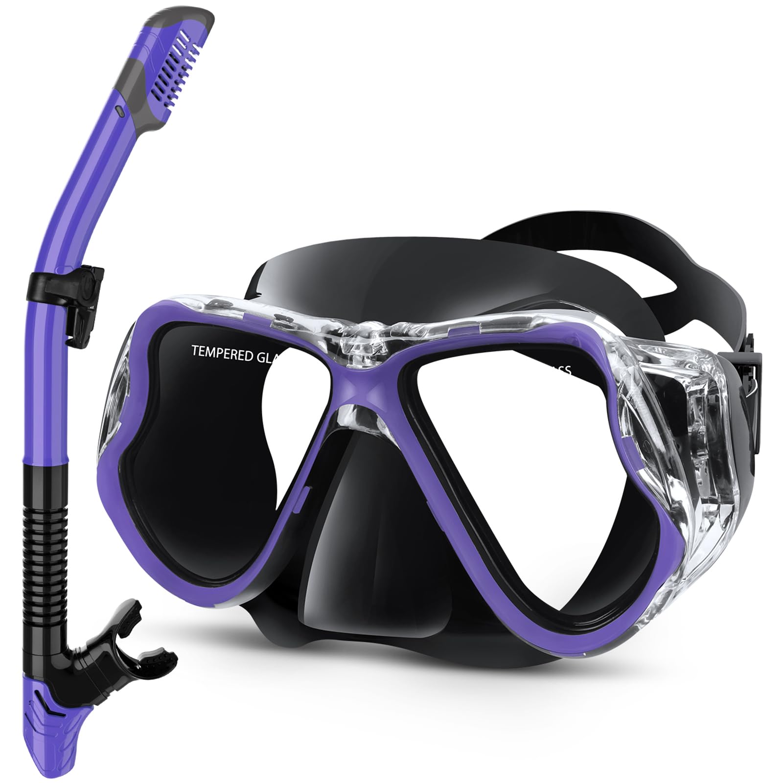 Greatever Dry Snorkel Set,Panoramic Wide View,Anti-Fog Scuba Diving Mask,Professional Snorkeling Gear