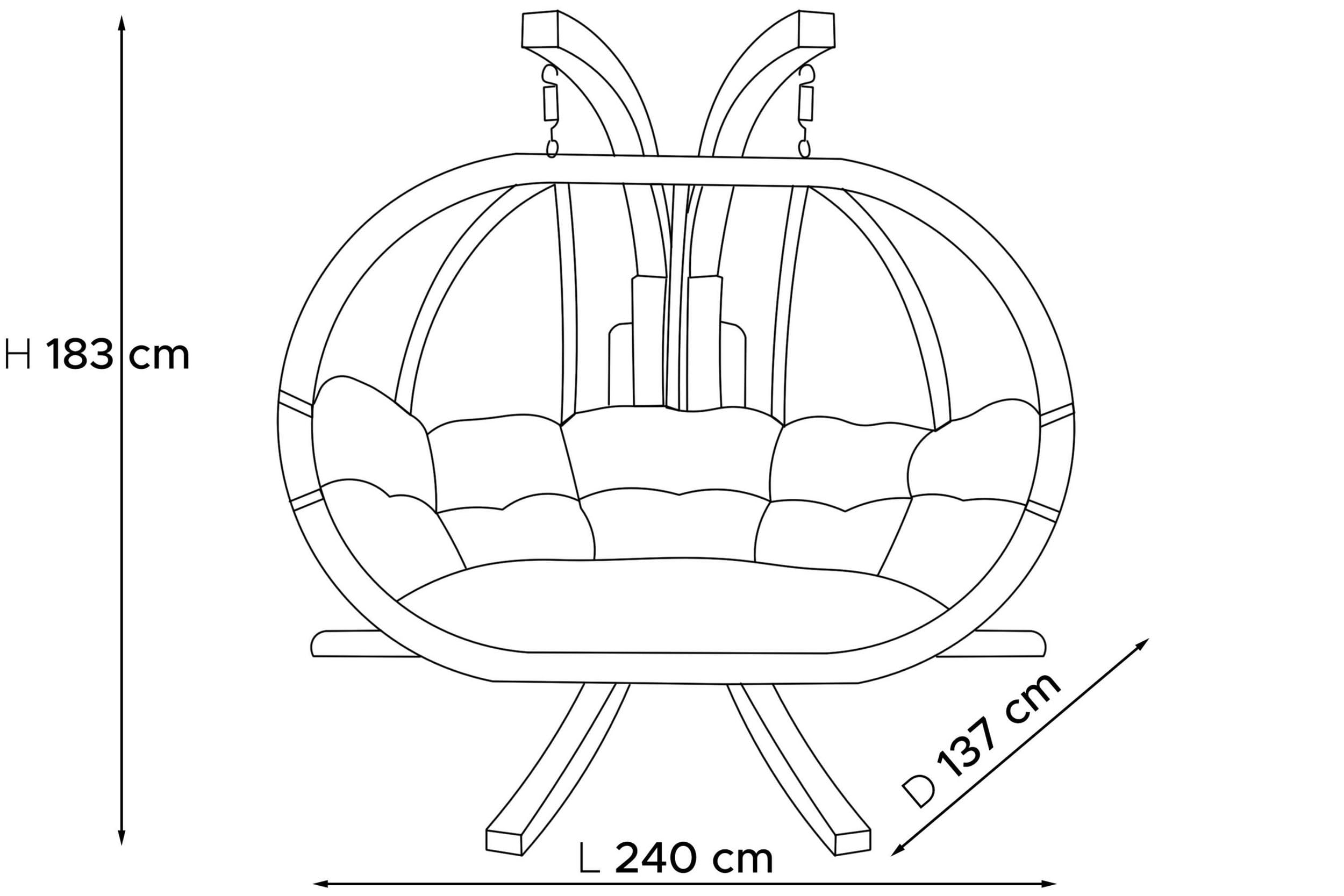KONSIMO Fauteuil suspendu avec support ou sans - 1 place/2 places avec coussin, résistant aux intempéries et résistant, pour l'intérieur et l'extérieur - Pour l'intérieur et l'extérieur (fauteuil