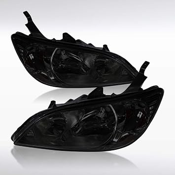 Autozensation Headlights For 2004-2005 Honda Civic Chrome Left+Right | Smoke