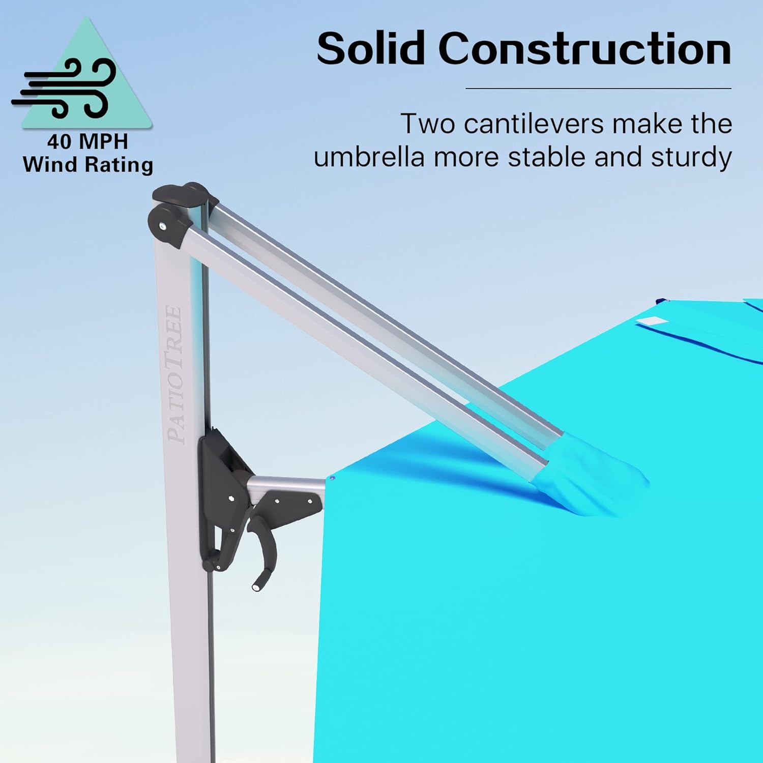 PATIO TREE 11ft Round All-Aluminum Cantilever Patio Umbrella, Double-top Outdoor Offset Hanging Umbrella with Protective Cover for Garden Pool Deck, Blue