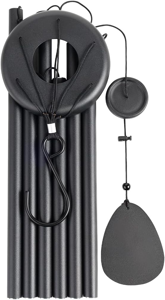 Metal WindChimes for Outside, 6 Tubes - 32 Inch Black Windchime, Weatherproof & Rustproof Outdoor Wind Chimes, Garden, Patio, Porch - Soothing Decorative Wind Chime, Unique Gift Idea - Image 6