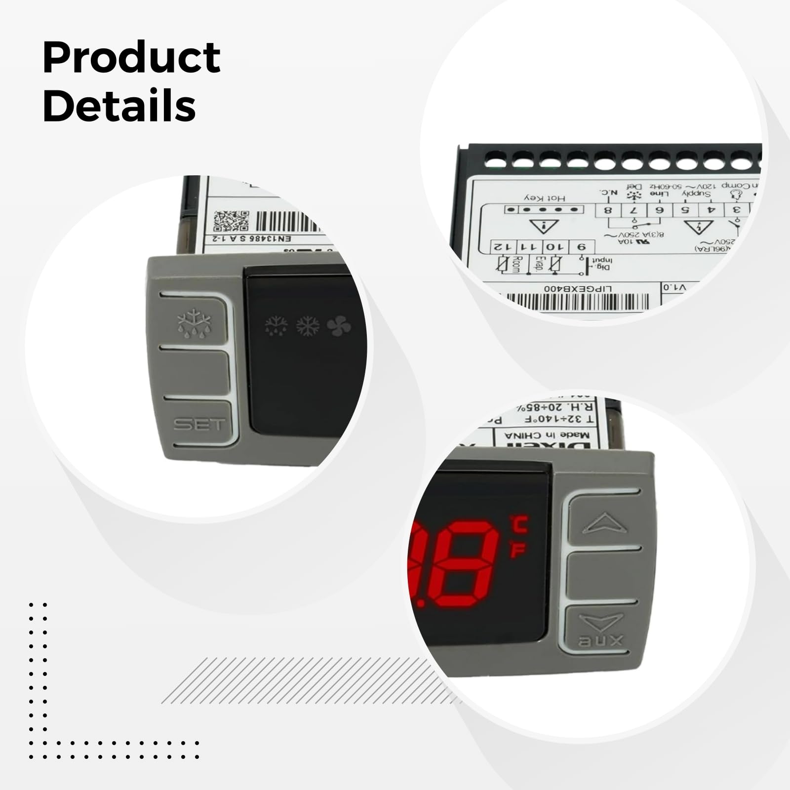 Controlador de temperatura del refrigerador, termostato digital con pantalla LED roja, soportes de montaje y sondas de sensor incluidos