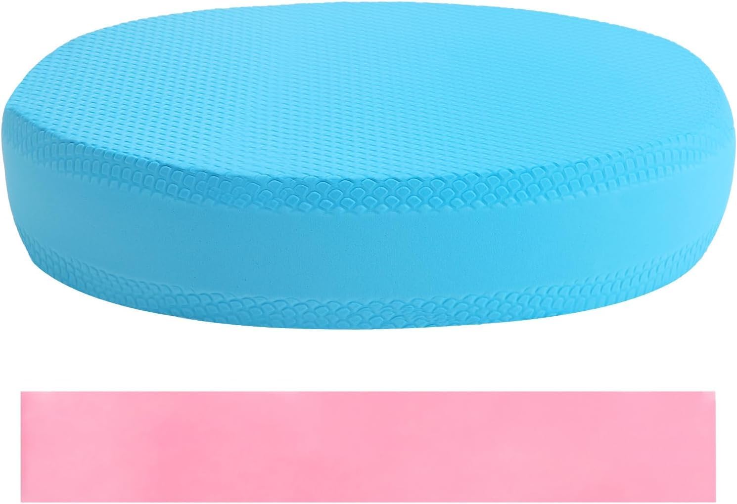 Oval Foam Balance Pads Comfortable Balance Pad Portable Gymnastics Trainer Board Made of Thermoplastic Elastomers for Pilates Dance Balance Training Physiotherapy (Blue) + Yoga Elastic Band