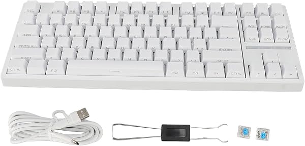 Bezprzewodowa Klawiatura do Gier, Klawiatura Mechaniczna z Niebieskim Podświetleniem RGB, 87 Klawiszy Klawiatura do Gier, 2.4G 3.0 5.0 Typ C Przewodowy do Laptopa PC