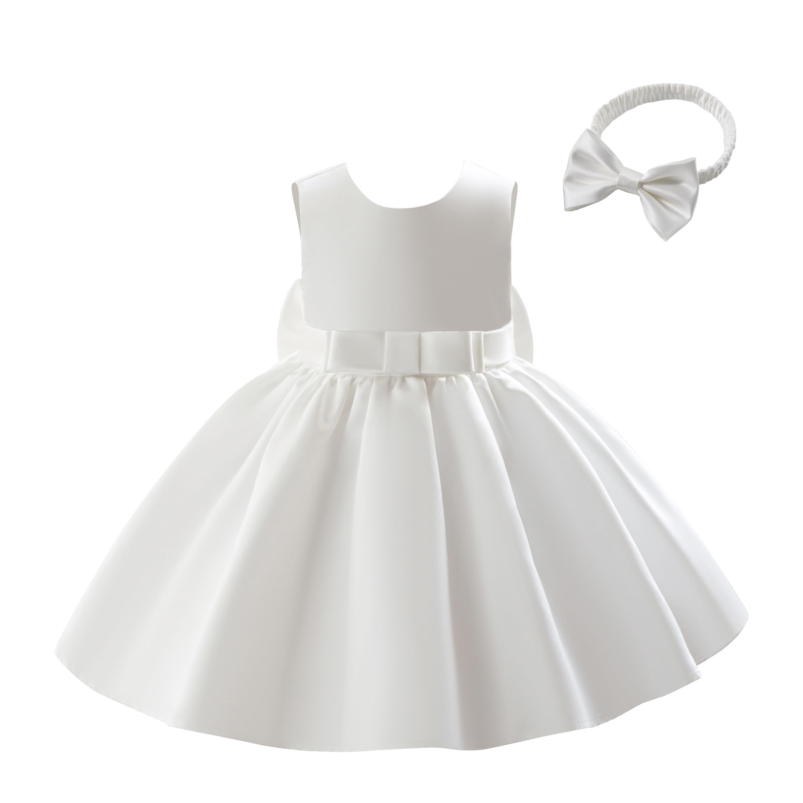 Miipat Vestido para Bebé Niña Satén Bowknot Princesa Cumpleaños Bautismo Vestidos Espalda en V Formal Boda Concurso Fiesta Vestidos para Niñas 6 Meses-4 Años