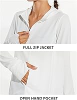 Vista 4 de baleaf Chaqueta de protección solar UPF 50+ para mujer, con capucha, con bolsillos, para senderismo, rendimiento al aire libre