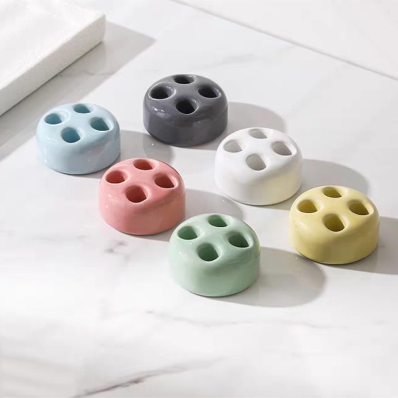 Bagno Porta Portaspazzolino in Ceramica for Ripiani da Bagno, Portapenne Ufficio Spazzolino Accessori(Blue)