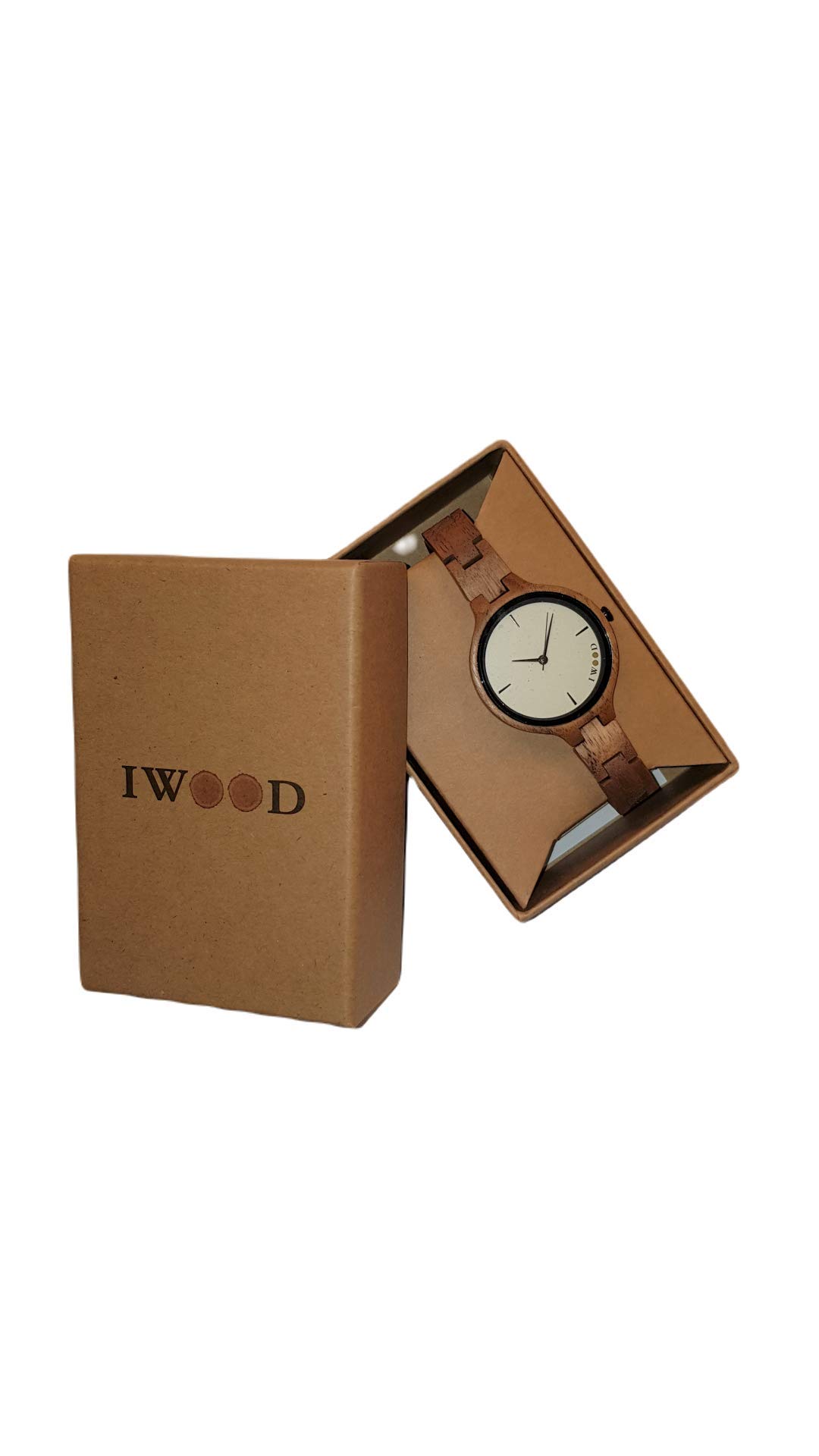 IWOOD Holzuhr - Armbanduhr aus Edelholz - Uhr - Holz - analoge Damen Quarzuhr - Ø 37mm - Miyota Caliber (Walnuß/Schwarz)
