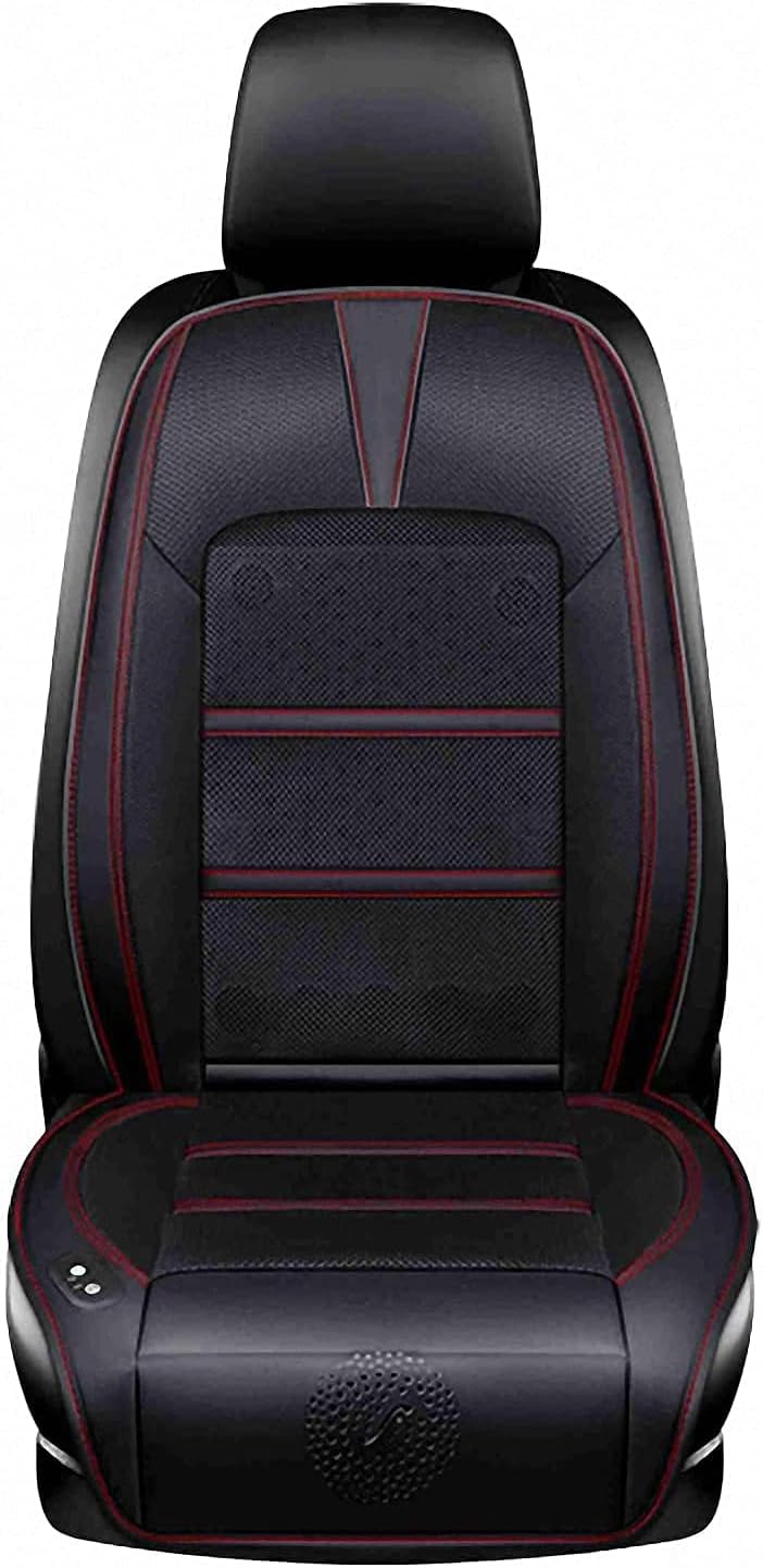 12V/24V Leather, Mesh Automotive Comfortable Air Conditioned Car Seat Cushion Cooling Pad Seat Cover for Summer Cars Trucks SUV , Black , Multi Color