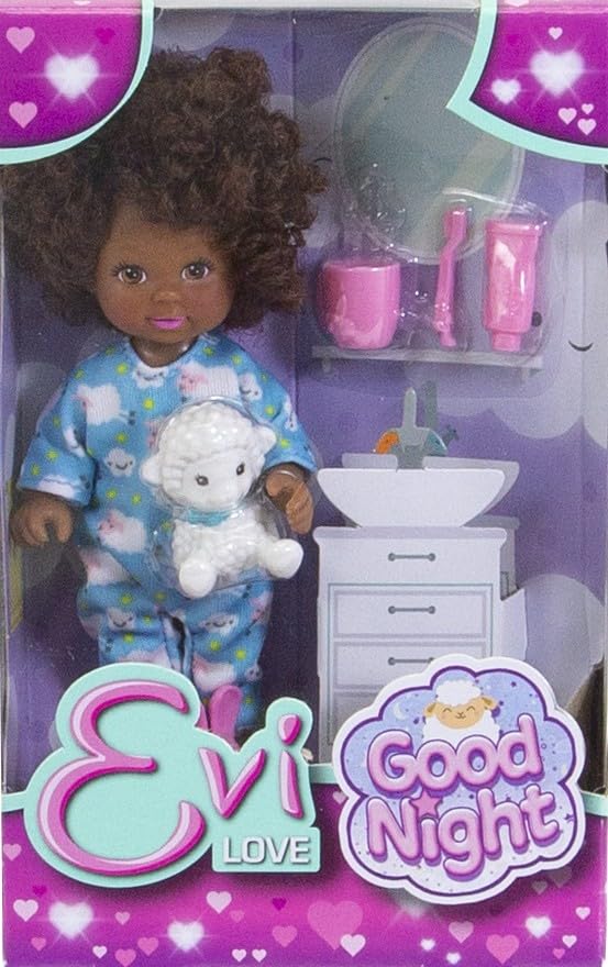 Simba Evi Love Good Night Doll Set, 6-in Height, Multicolor - Includes Sheep Friend and Accessories, for Girls