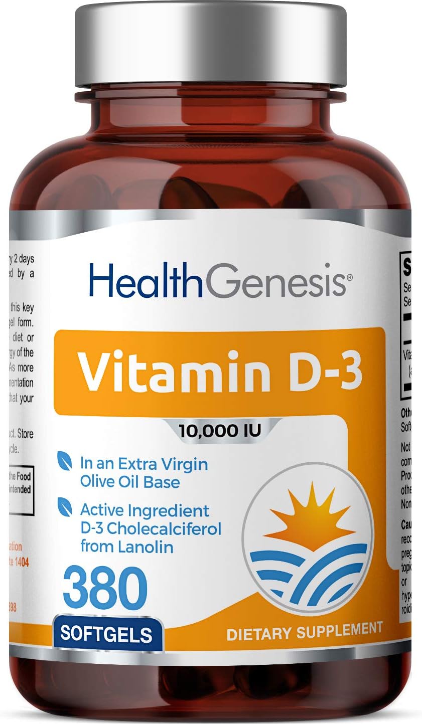 Vitamin D-3 10000 IU 380 Softgels - High-Potency in Extra Virgin Olive Oil Non-GMO Soy-Free Supports Strong Bones Immune Health