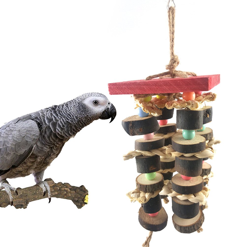 Parrot Toys,Bird Toy Parrot Cage Toys,Bird Swing Toys with Colorful Wood Beads,Bird Cages Chew Toy for Parrot,Small Parakeet Cages Decorative Accessories (Bird Toy)