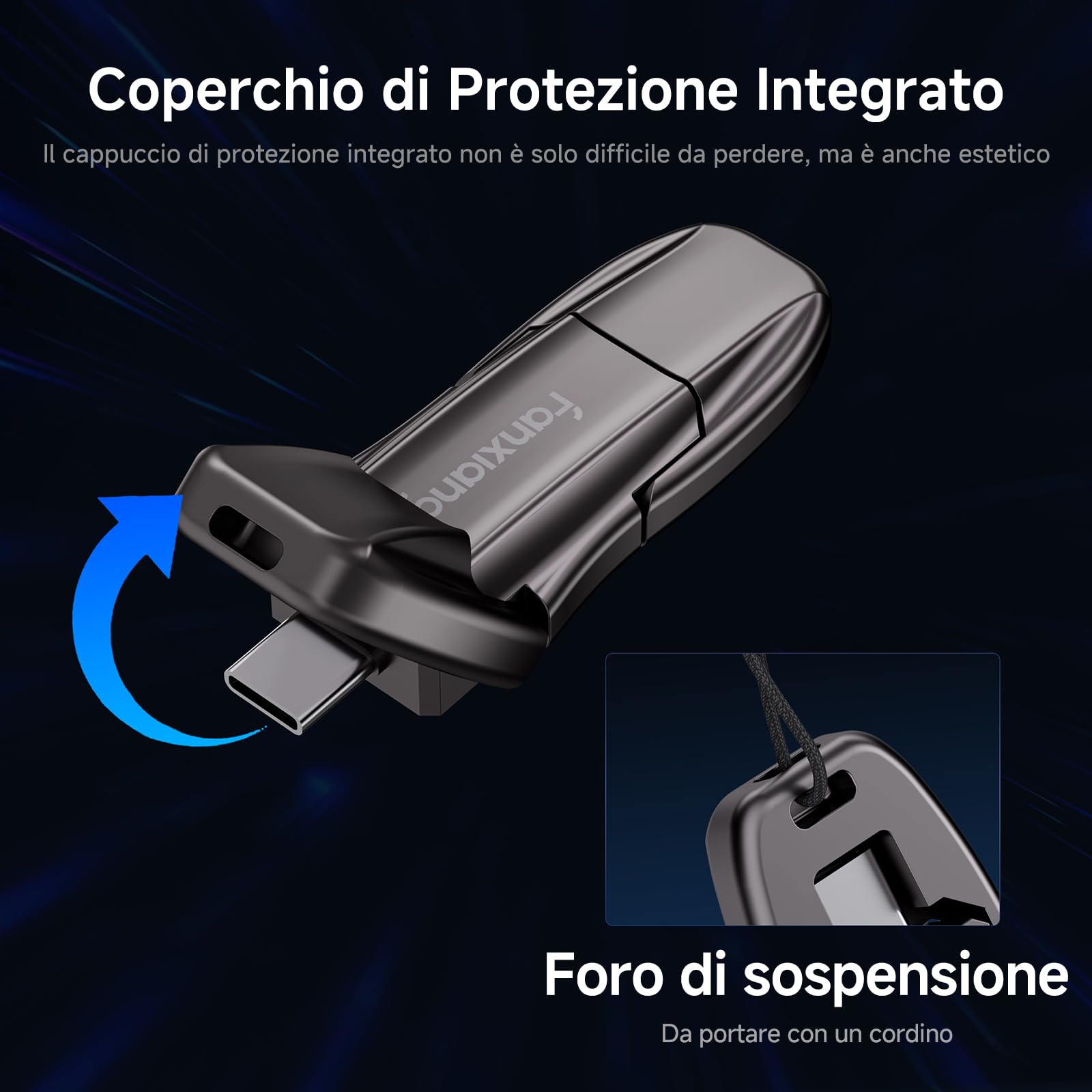 fanxiang SSD Esterno 512GB Type-C + USB-A 3.2 Gen2, fino a 1050 MB/s