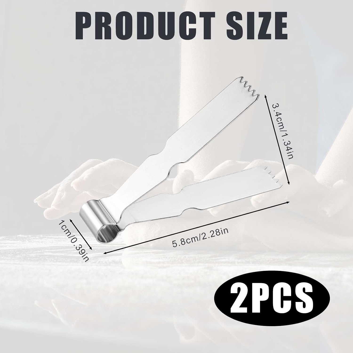2pcs Maamoul Tweezers, 2.28x1.34x0.39in Pastry Tongs Stainless Steel Baking Crimper Tool Maamul Cookie Maker for Decorating Maamul Cookie Decoration Sealing and Pie Crust image 2