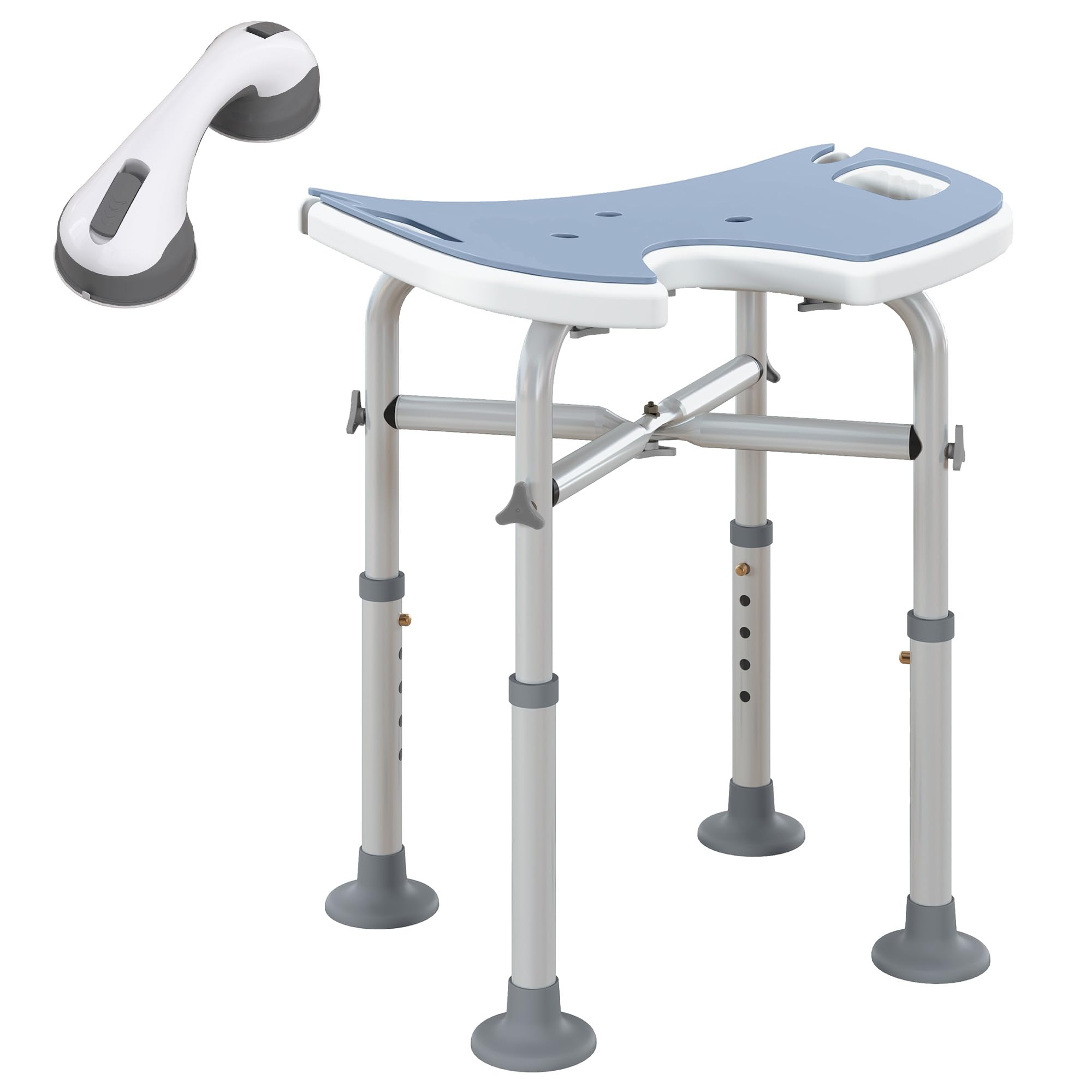 Homcom Aluminium Shower Stool For Disabled Elderly Non-Slip Bath Stool Light Blue from B&Q