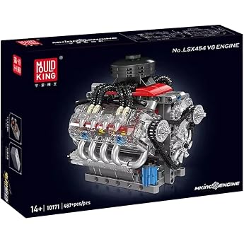 zmart MOULD KING Technical Motor LSX454 V8 Engine Building Block Model Block V8 Engine Model Assembly Model Kit Mould King LS