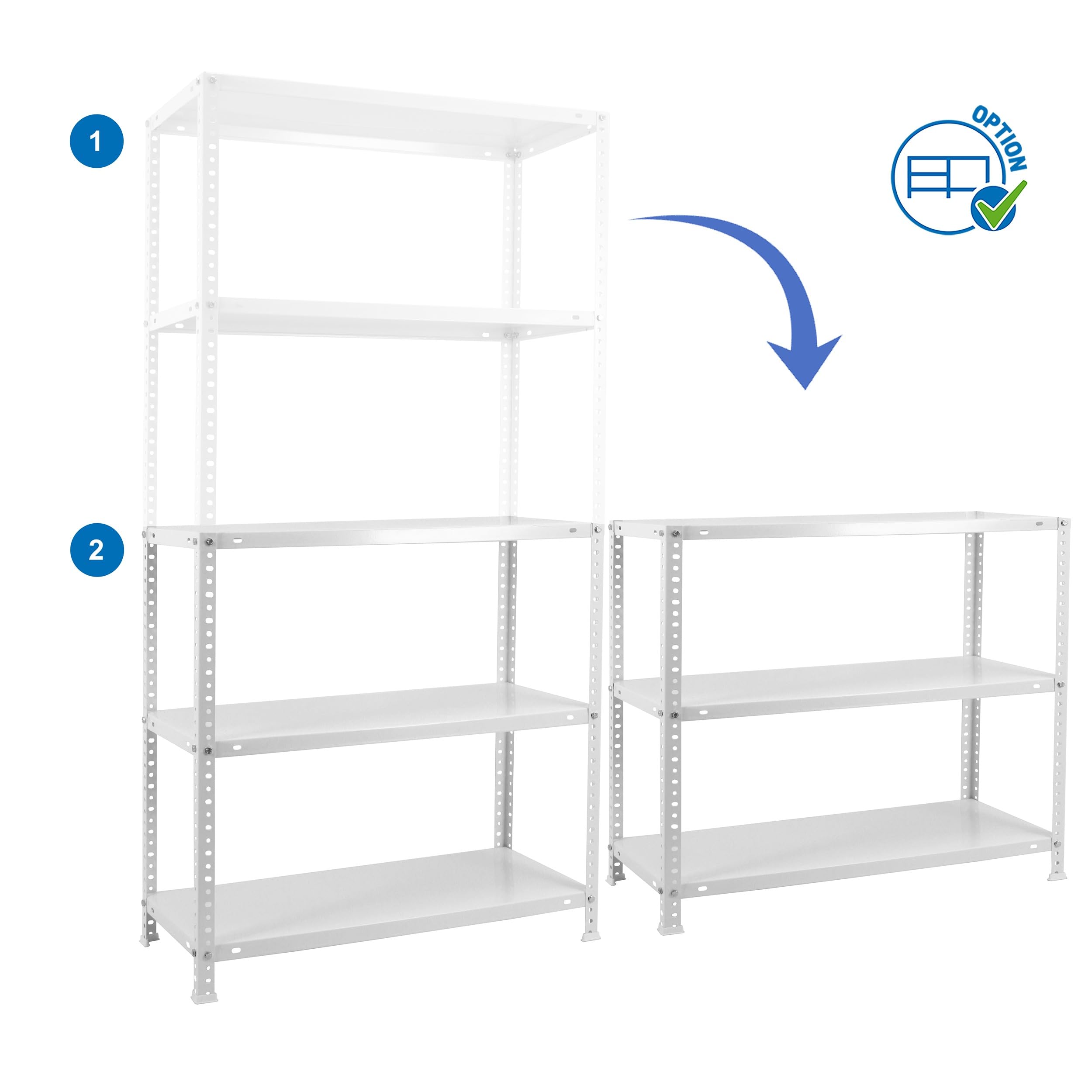 Simon Rack Estanterias Metalicas 1800x900x300 mm, 5 Baldas Metalica, 100 kg de Punto Flexión, Estanterias Almacenaje, Blanca - Comfort