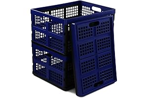 Gloreen 35 Quart Folding Milk Crates for Long-Lasting Tidy Storage