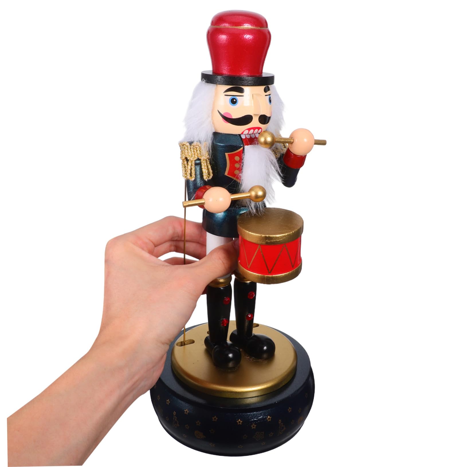 Amosfun Carillon Schiaccianoci di Natale Figurina Soldato Batterista in Legno Decorazione Musicale per Feste Natalizie e Decorazioni di Casa