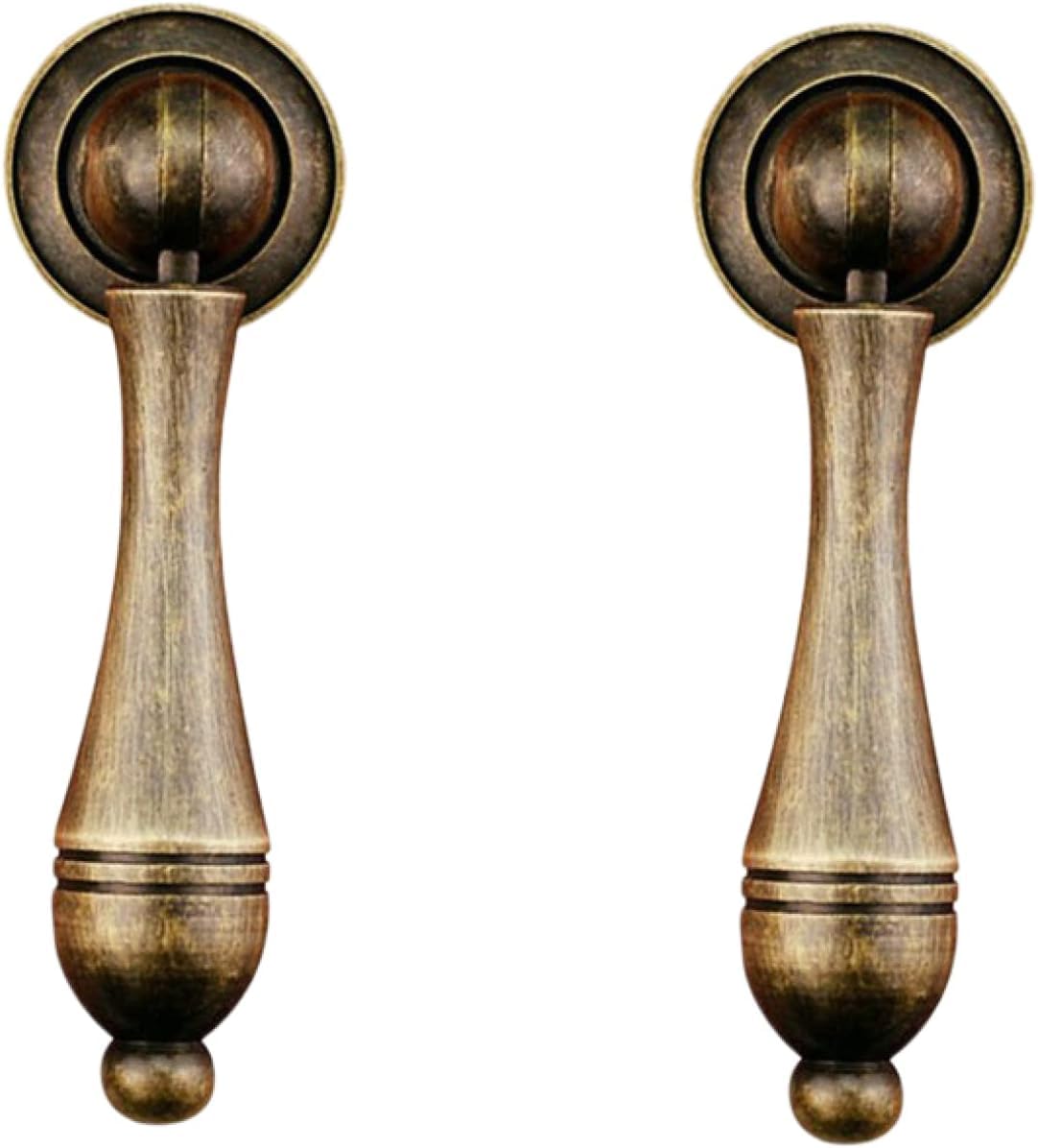 Tnbccxn Small Bronze Cabinet Handles, Cabinet Handles,2 Pcs Pure Brass Handle Drop-Shaped Tag Drawer Cabinet Door Pendant(Small Bronze)