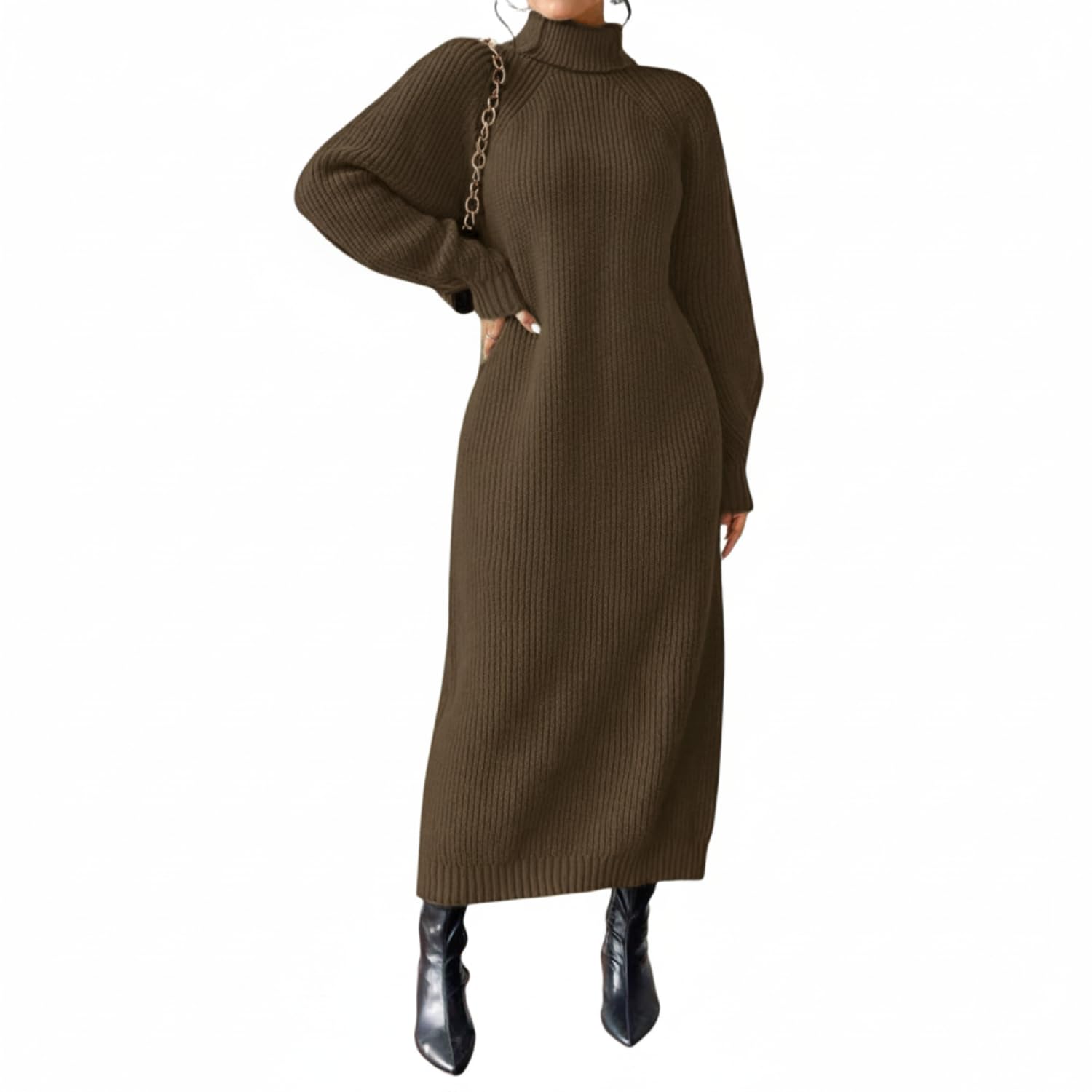 light dot Women's Winter Maxi Sweater Dress Oversize Long Sleeve Warm Knit Pullover Chunky Bell Loose-picture-35
