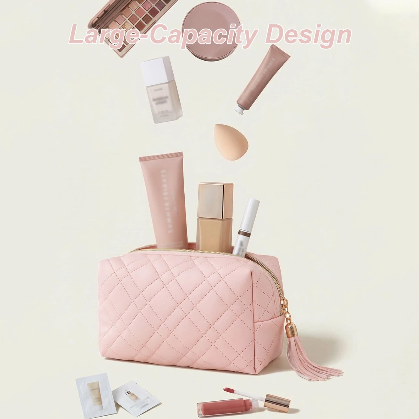 Beauty Case da Viaggio Borsa da Toilette per Donna Impermeabile Pochette, Accessori e Pennelli, Elegante e Pratica Allo Stesso Tempo, Processo di Cablaggio di Precisione(Gray)